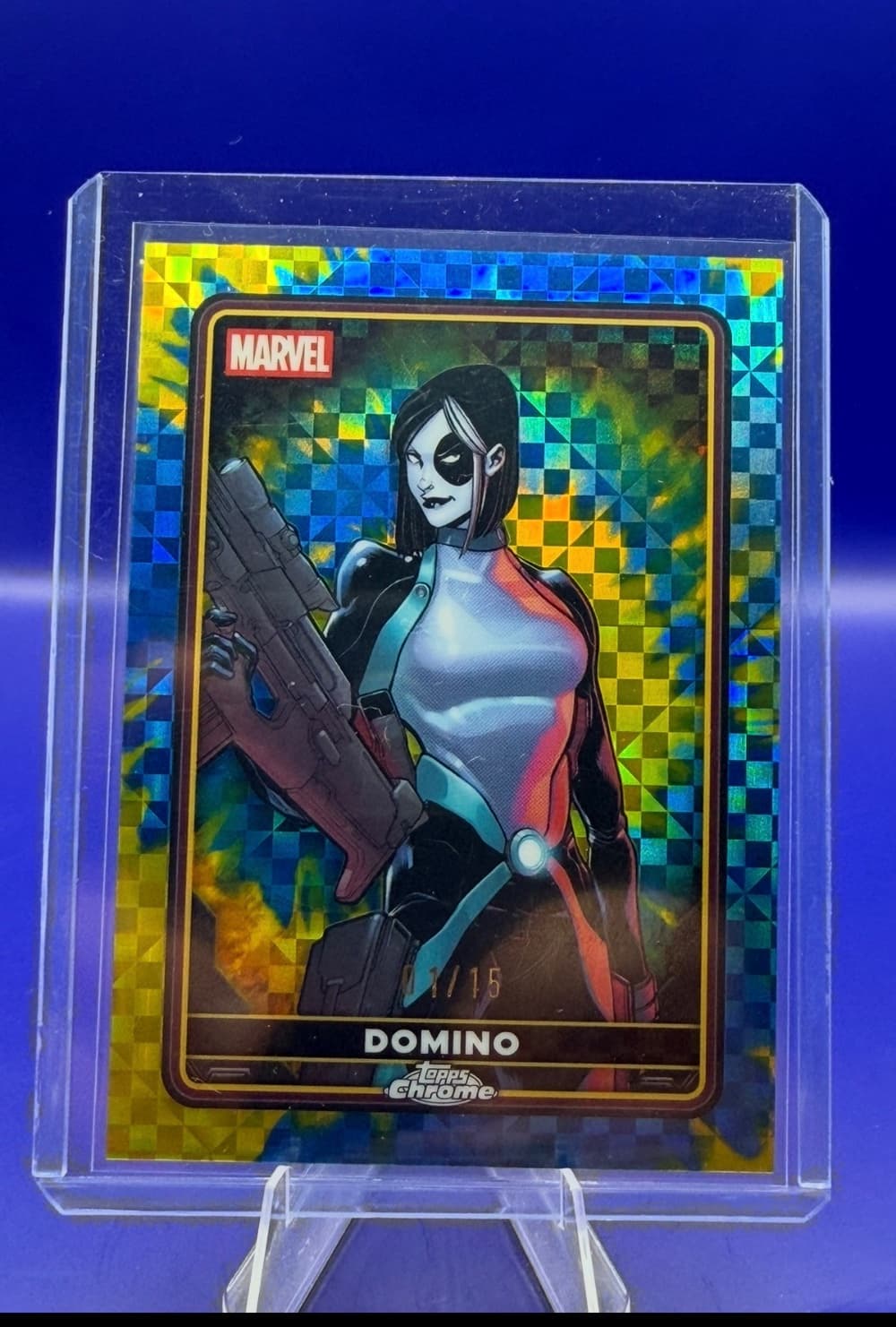 2026 Topps Chrome Deadpool Domino 1/15 trading card.